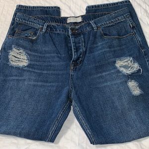 FREE PEOPLE button fly distressed jeans